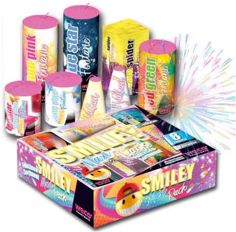 PYROHELD XXL Smiley Set 8-teilig – Super für Partys und Silvester, geeignet für Jugendliche und Kinder 2025