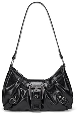 Kleine Punk Umhängetasche für Damen, Y2K Punk Style Hobo Bag Soft PU Leder Handtasche für den täglichen Gebrauch
