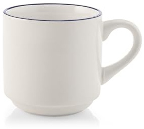 H&H Set of 6 Blue Decorated Porcelain Essence Mugs, 300 ml, Stylish and Functional, Dishwasher and Microwave Safe