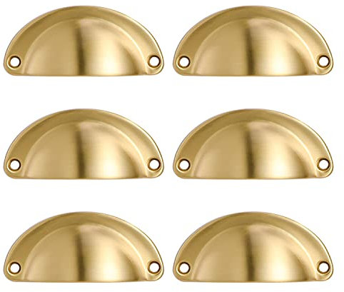 6 Pièces Boutons de Tiroir en Laiton, Vieille Coquille Tirette en Cuivre Pur Poignées, pour Armoire de Cuisine Meubles Porte Tiroir Tasse, Poignées de Tiroir Coquille en Laiton Antique Boutons Meuble