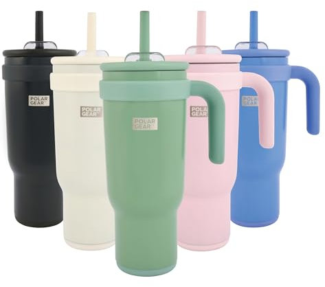 Polar Gear Stainless Steel Water Bottle with Straw - 1.1L Double Wall Insulated Tumbler with Straw and Lid - BPA- Free Leakproof Water Flask - Drinks Bottle Keeps Drinks Hot or Cold for Hours