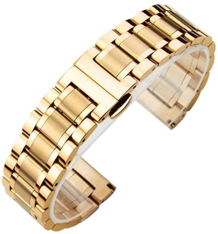 MUXUMAO Edelstahl-Armband Armbanduhr Universal Metall Ersatz Uhrenarmband Schnellverschluss 12-24mm