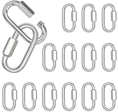XHMAXE 15PCS M6 Heavy Duty Locking Quick Links, 2.36 Inch Quick Chain Links