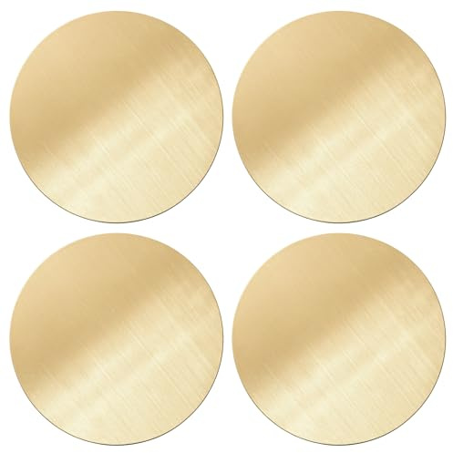 4 Pieces Gold coasters, Stainless Steel Cup Coasters, 10cm Round Table Coasters, Heat Resistant Holder for Home, Office, Cafe