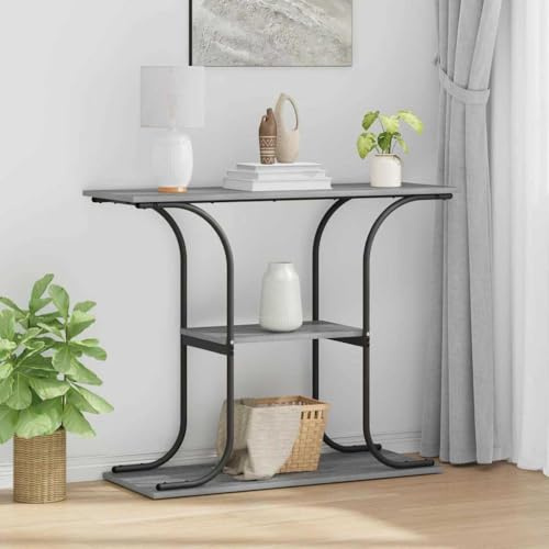 KTHLBRH Tavolo Console con Ripiano Grigio Sonoma Tavolo Console Industriale in Stile Urbano e Ripiani Integrati 101 x 35 x 80,5 cm