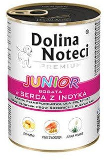 Dolina Noteci Premium JUNIOR Wet Dog Food/Non-Allergic Full of Nutrition Mineral Vitamin (400 g (Pack of 12), Turkey Hearts)
