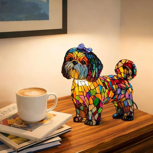 LOMUG Pudel Deko Nachtlicht, Leuchthund Lampe aus Harz, Lampe Hund LED Night Light Energieklasse A, Haustier Dekolampe Nachtlampe für Hundefans Wohndeko Kinderzimmer (Pudel, Kleine)