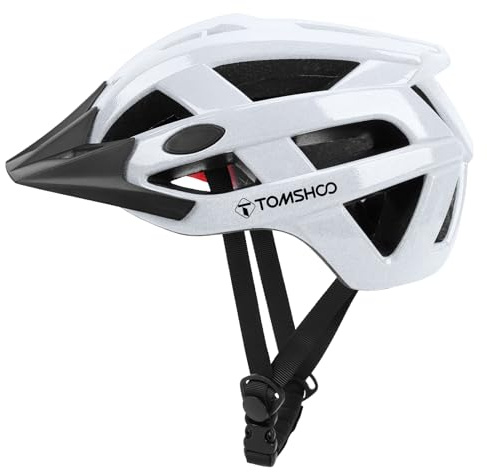 TOMSHOO Casque Vélo Adulte Homme et Femme, Réglable 58–61 cm, avec Visière Amovible et Coussins Intérieurs Confortables, pour VTT, Vélo de Route et Circulation Urbaine