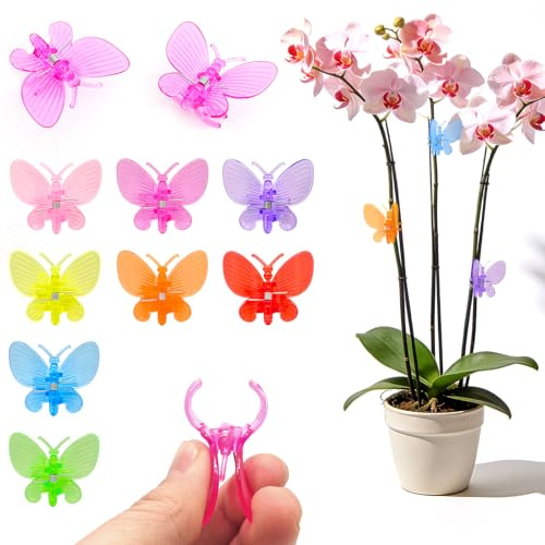 MENGBEI 80 Stück Schmetterling Pflanzenklammern,Orchideen Pflanzen Clips,Orchideen Zubehörpflanzenclips für Kletterpflanzen,Kletterpflanzen Rankhilfe,Pflanzen Wand Clips,Tomatenhaken