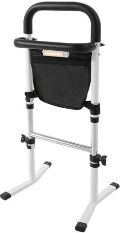 YOICUATGNA Aufstehhilfe Sofa mit Anti-Rutsch-Füße, Gehhilfe für Senioren mit Aufbewahrungstasche und LED Nachtsensor, für Bett, Badezimmer, Toilette, 5 Stufen 72–88 cm, Belastbar 75 kg