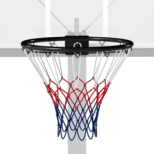 LIFEZEAL Ø45 cm Basketballkorb Wandmontage, Basketballring Solid/Hohl mit Wandhalterung & Netz, Basketballreifen Basketball Hoop für drinnen und draußen