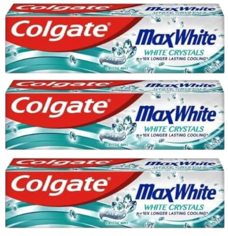 Colgate Max White Whitening Toothpaste - 3 Pack - Advanced Stain Removal Formula - Fluoride Toothpaste for Brighter Teeth - Fresh Mint Flavour - 75ml