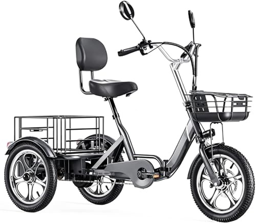 Kcolic Tricycle Électrique Trois Roues, Vélo Électrique Adulte, Tricycle Cargo Électrique 16 Pouces, Batterie Li-ION 48 V 1056 Wh, Autonomie 120 À 150 Km, Porte-Bagages Grande Capacité 48V15Ah