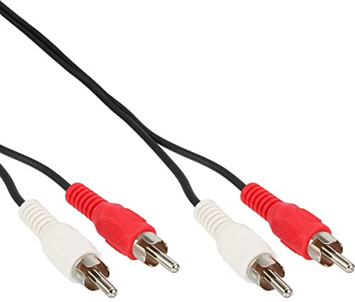 InLine 20m 2x RCA M/M - cables de audio (20m, 2 x RCA, Macho/Macho) Negro, Rojo, Color blanco
