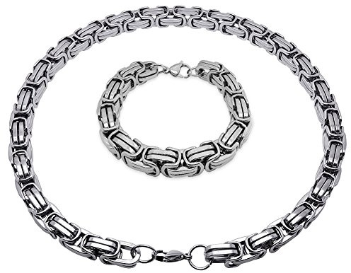 Soul-Cats silberne Königskette für Männer, nur Halskette oder Set mit Armband aus Edelstahl, verschiedene Längen und Stärken