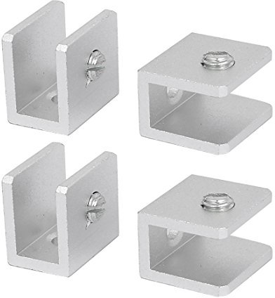 sourcingmap 4Stk. 8mm dicke für Glas Regal Rechteck Metall Klemme Halter Stütze Halterung