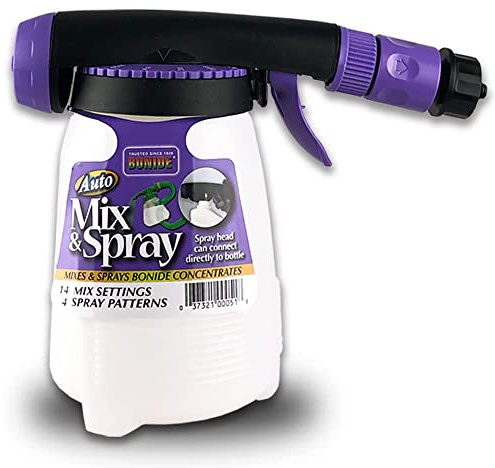 Bonide Auto Mix & Spray Hose End Sprayer for Weed and Insect Killer, Fungicide, Fertilizer with 14 Settings and 4 Spray Patterns