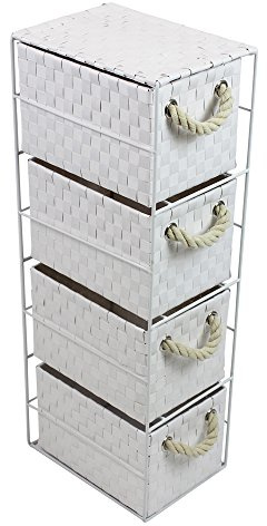 JVL White 4 Drawer Plastic Rectangular Unit on Metal Frame
