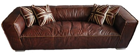 Vintage Line Clubsofa Darkford 3-Sitzer Leder Chrom Echtleder Sofa Couch braun
