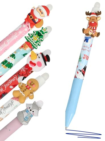 Online magiXX, 6x Radierstift Winter-Edition I Gelschreiber blau radierbar mit 0,7mm Strichstärke I Tintenroller zum Schreibenlernen, Büro I kompatibel mit Frixion Mine I Radierbarer Kugelschreiber