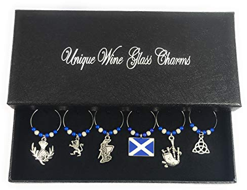 Libby's Market Place Scottish/Scotland Wine Glass Charms with Gift Box