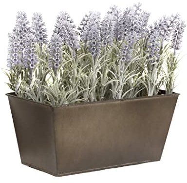 GreenBrokers Zuchtset Künstlicher Lavendel Window Box, rustikal Zinn durch Container Übertopf – 30 cm (Länge)