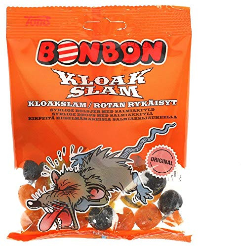 Toms BonBon Kloak Slam - Original - Danish - Licorice - Salmiak - Salmiac - Salmiakki - Sour - Fruit - Boiled - Hard - Caramel - Candies - Sweets - Bag 125g