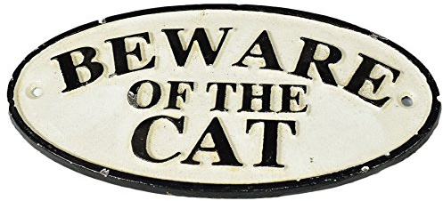 Beware of Cat Cast Iron Sign Plaque Door Wall House Fence Gate Post Garden