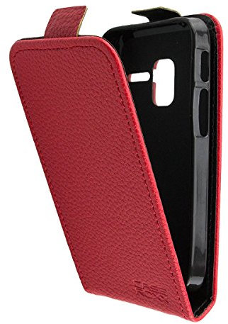 caseroxx Flip Cover für Alcatel 2008G in rot – Handy-Tasche mit Kreditkartenfächern & Magnetverschluss aus Kunstleder, schlank & funktional