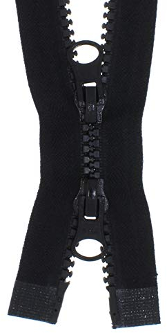 zipworld 2-Wege Reißverschluss Kunststoff - Plastik Zähne teilbar 5-6mm 2PZ schwarz - 322 (93cm)