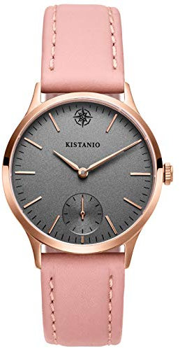 Kistanio Stratolia Damenuhr mit Lederarmband Analog Saphirglas Rose Silbergrau STR-31-015