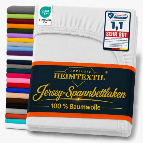 EXKLUSIV HEIMTEXTIL Marke Jersey Spannbettlaken 140-160 x 200 cm 100% Baumwolle Öko - Tex Zertifiziert, Markenqualität, Matratzenhöhe bis 25 cm, Silber