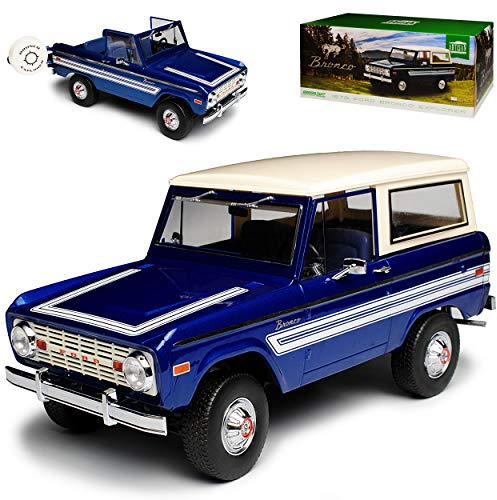Greenlight Ford Bronco Blau mit abnehmbarem Dach 1. Generation 1966-1977 1/18 Modell Auto
