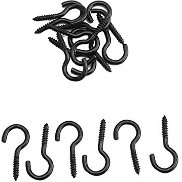 MroMax 16 ganci da soffitto da 2,5 cm di lunghezza, ganci a vite in ferro con gancio a forma di occhio ganci ad anello viti autofilettanti gancio per casa e ufficio piante da appendere all'aperto