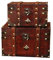 2 Pcs/Set Vintage Handmade Storage Box - Antique Style Wooden Jewelry Organizer for Wardrobe, Trinket and Decorative Use (301)