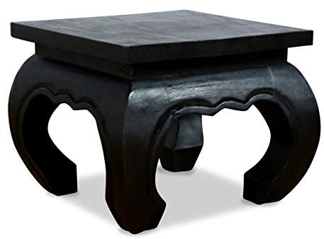 Livasia Table Basse en Opium | Table d'appoint Noire | Bois d'acacia | Décoration Asiatique Matériaux Fins Faits Main en Thaïlande (30x30cm)