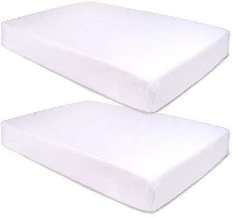 PEKITAS Pack 2 Uds Spannbetttuch 100% Baumwolle 50x80 cm Höhe 10cm Weiß Selbstverstellbar Elastisch