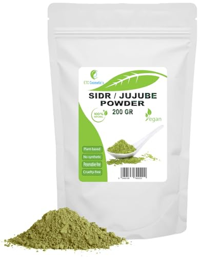 SIDR (JUJUBE) PULVER - 200 gr - Ein natürliches Reinigungsmittel Pflanzenpulver | Geeignet für alle Haartypen, auch für dünnes, schwaches und strapaziertes Haar 100% rein und natürlich