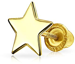 Bling Jewelry Minimalistischer Echter Gelber 14K Gold Usa Patriotic Rock Star Celestial Helix Cartilage Ear Lobe Piercing Daith Solid Tiny Star Stud Ohrring Für Frauen Teenager