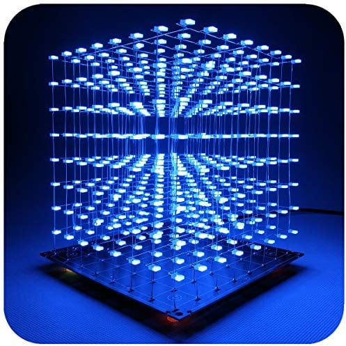 iCubeSmart Kit cubo LED 3D Kit fai da te Cubo luce LED Elettronica fai da te Kit cubo 8x8x8 per Regali creativi Appassionati di elettronica Progettazione di corsi elettronici (3D8S-BLUE)