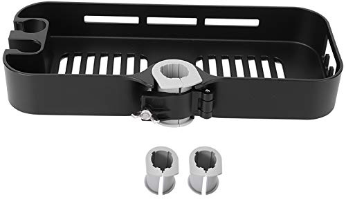 Fdit Shower Pole Storage Shelf Rack, Adjustable Height Bathroom Organizer with Shower Head Holder ABS Shower Caddy for Shampoo Soap Bath Essentials (Matte Black)