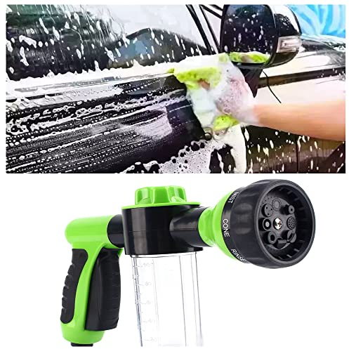 Pistola de agua de espuma, cañón de espuma para coche, manguera, pulverizador, dispensador, pistola de lavado, 8 patrones de riego, limpieza de lavado