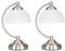 MiniSun | Curved Brushed Chrome and Frosted Glass Table Lamps | Table Lamps, Home Décor & Improvement Essential | Set of 2 | Includes 4W LED Bulbs [3000K Warm White]