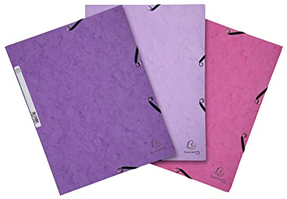 Exacompta 55574E 3er Pack Einschlagmappen Camaieu. Aus Colorspan-Karton 3 Innenklappen und 2 Gummizügen DIN A4 farbig sortiert Sammelmappe Dokumentenmappe für Büro und Schule