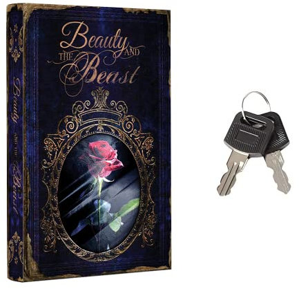 Fake Book Box - Small Safe Box with Key Lock - Hidden Safe in Plain Sight - Diversion Safes - Secret Safes (Beauty Beast) (X-Large)