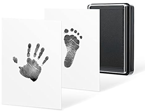 TOPINCN Stempelkissen für Baby Fußabdruck, Baby-Fußabdruck-Stempelkissen Sicheres Baby-Handabdruck-Stempelkissen Pfotenabdruck-Pad mit Papier Erstellen Sie Einen Beeindruckenden(Schwarze Tinte)