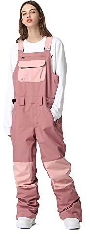 HOTIAN Damen-Schnee-Lätzchen, Wasserdicht Winddicht Isolierte Skihose, verschleißfeste Latzhose, Wandern, Klettern, isoliert PINKGREEN-M