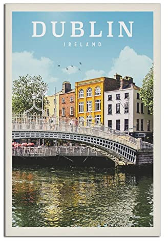 CRONDUS Irland Dublin Vintage Reiseposter Leinwand Wandkunst Poster Dekor Malerei Poster