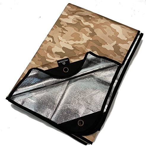 Arcturus Strapazierfähige Überlebensdecke, isoliert, Thermisch reflektierende Plane, 152 x 208 cm, wetterfeste, Wiederverwendbare Notfalldecke für Auto oder Camping, Wüsten-Tarnmuster