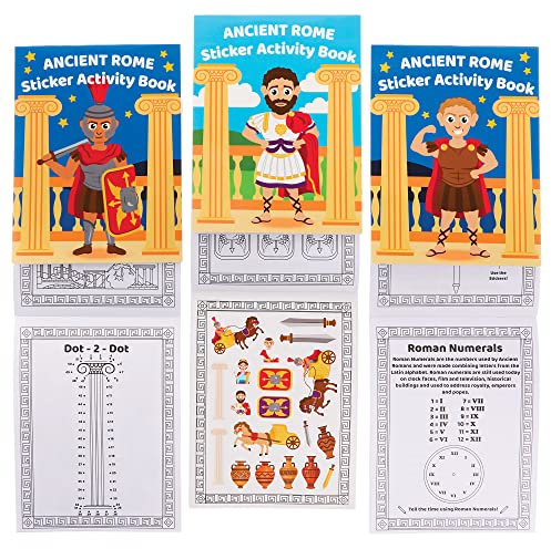 Baker Ross FX613 Antikes Rom-Sticker-Aktivitätsbücher - 8er-Packung, Sticker-Bücher-Partytütenfüller für Kinder